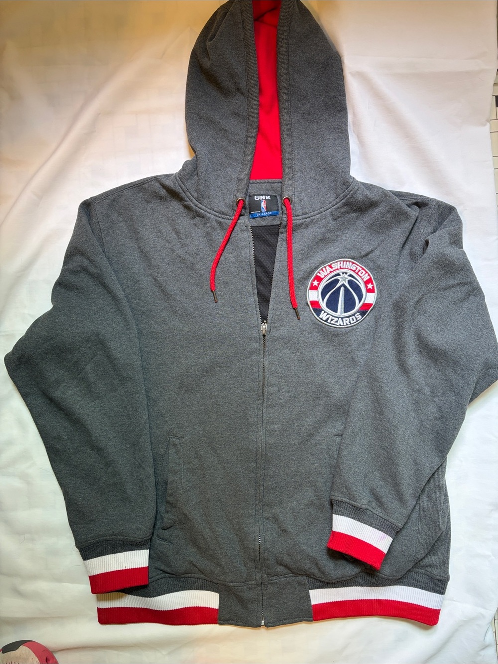 NBA Gray & Red Washington Wizards Full-Zip Hooded Sweatshirt
